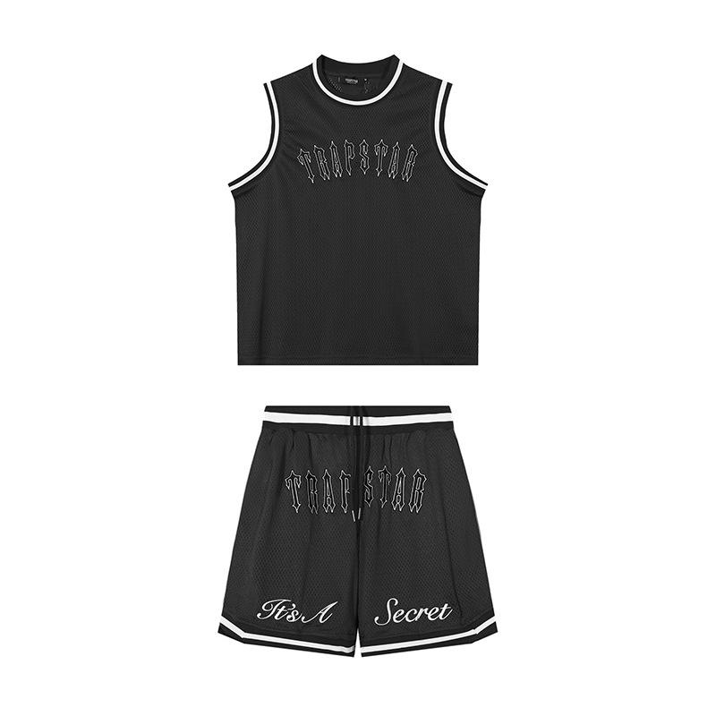 Trapstar Embroidered Alphabet Tank Shorts Set Summer Leisure Sports Two-piece Set