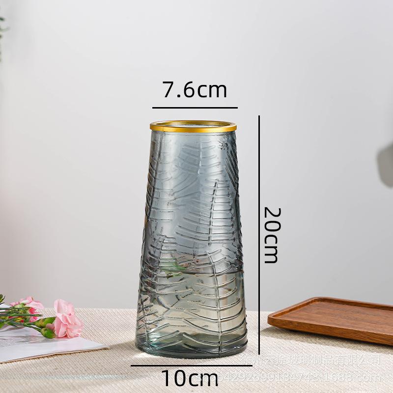 Painted Gold Vases Colored Glass Vases Large-sized Water Lilies Flower Ware Living Room Decoration Light Luxury Ornaments