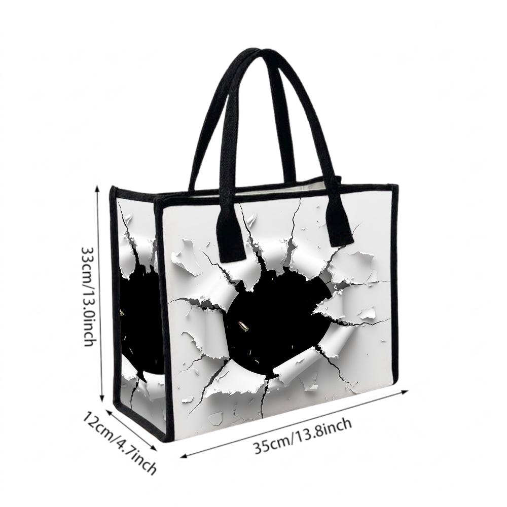 Crack Print Large Capacity Casual Tote Bag for Daily Shopping Commute