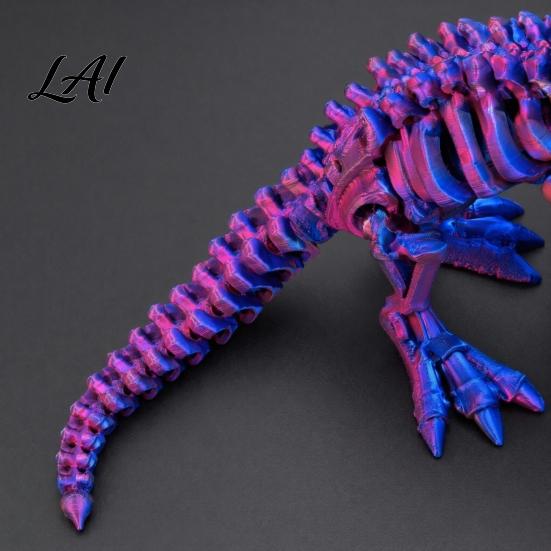 Integrated Joint Dinosaur Figure 3D Printed Figure Movable Joints Smooth Opening Decoration Desktop Ornament Gradient Metallic Texture Mini
