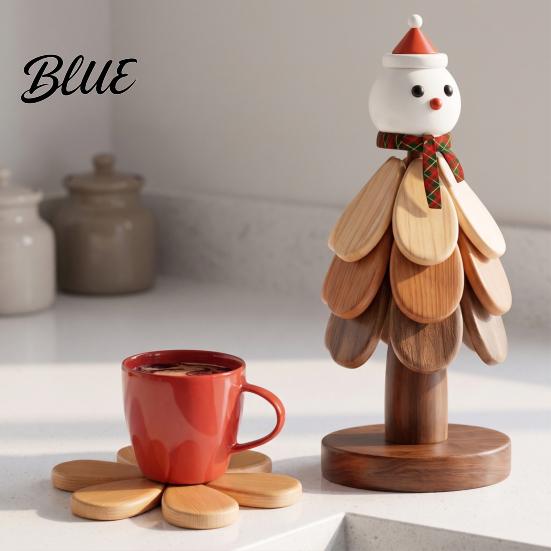 Rustic Farmhouse Kitchen Accessories Collapsible Wooden Trivets for Hot Dishes Tree-Shaped Heat Resistant Potholders Compact Folding Trivet