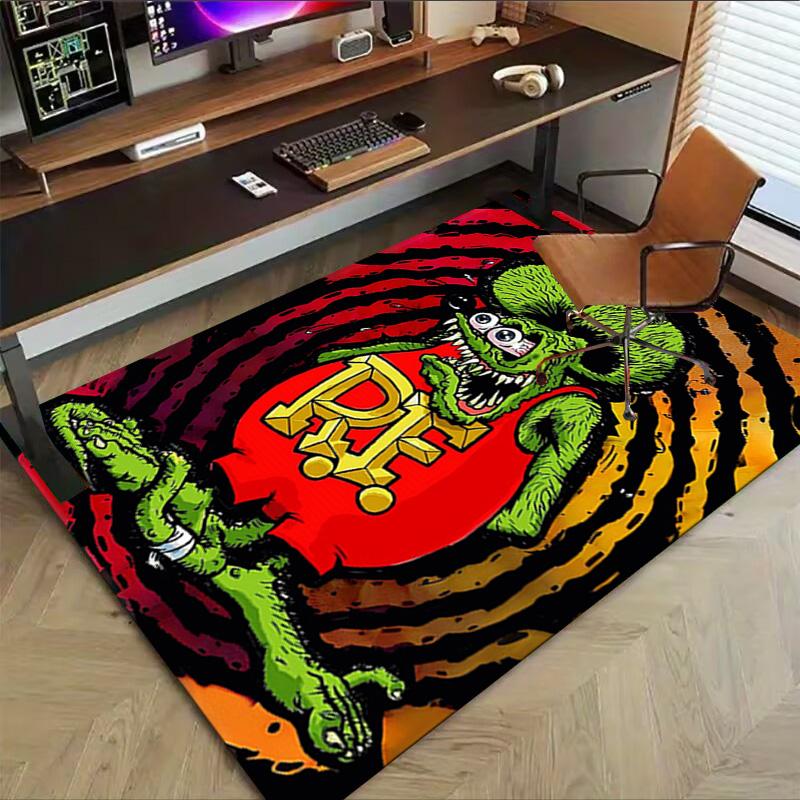 Rat Fink'S Underground Cave Carpet For Playroom Bedroom Living Room Sofa Home Decorkids Game Area Rug Nonslip Floor Mat