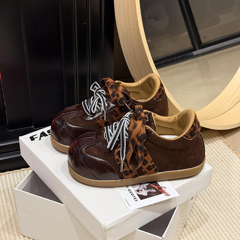 

Maillard леопардовый принт немецкие тренировочные туфли женские осень 2025 новые туфли с большой головой внутренняя высота увеличение повседневные кеды 40 темно-коричневого