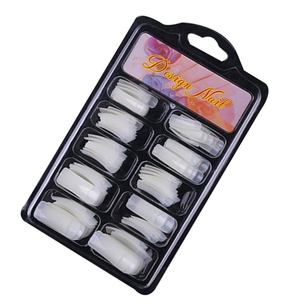 100pcs French Plastic Fingernails Solid Color Full Half Cover False Art Tips Accessory