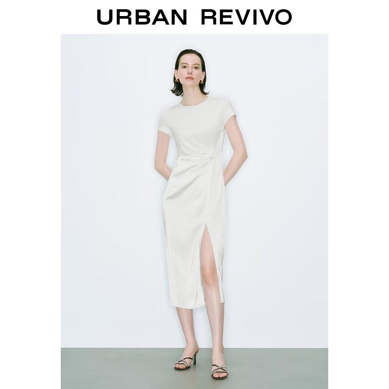 

UR Women s Pleated Slit Short-Sleeve Dress S