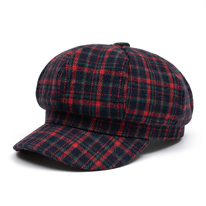 

Женская теплая восьмиугольная кепка осень-зима клетчатый берет кепка Paintess кепка весна-осень кепка Newsboy