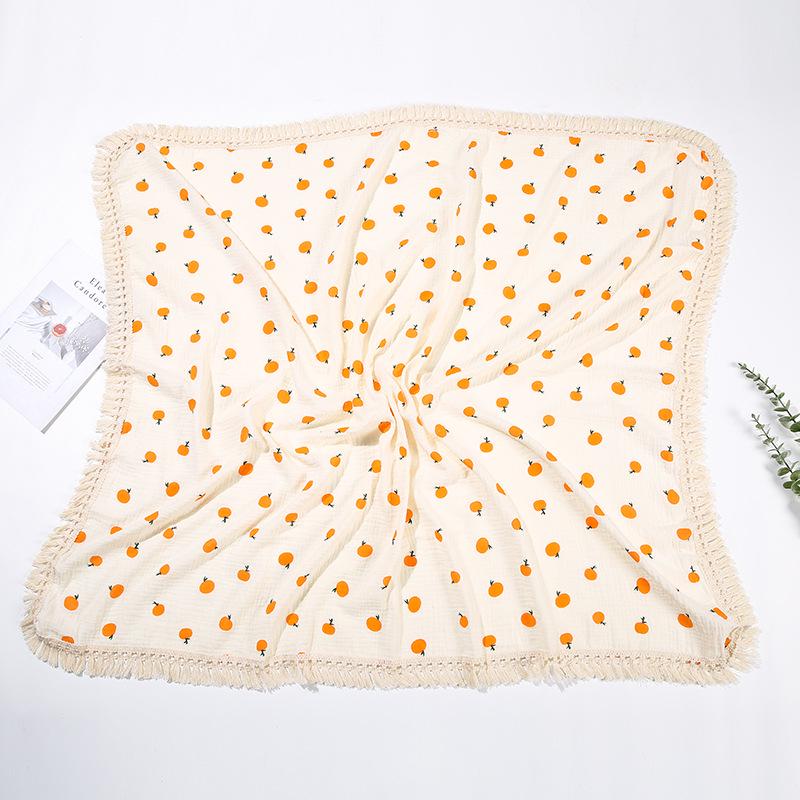 

Печатная хлопковая марлевая пеленка для новорожденного и одеяло для коляски с кисточками Customizable Size