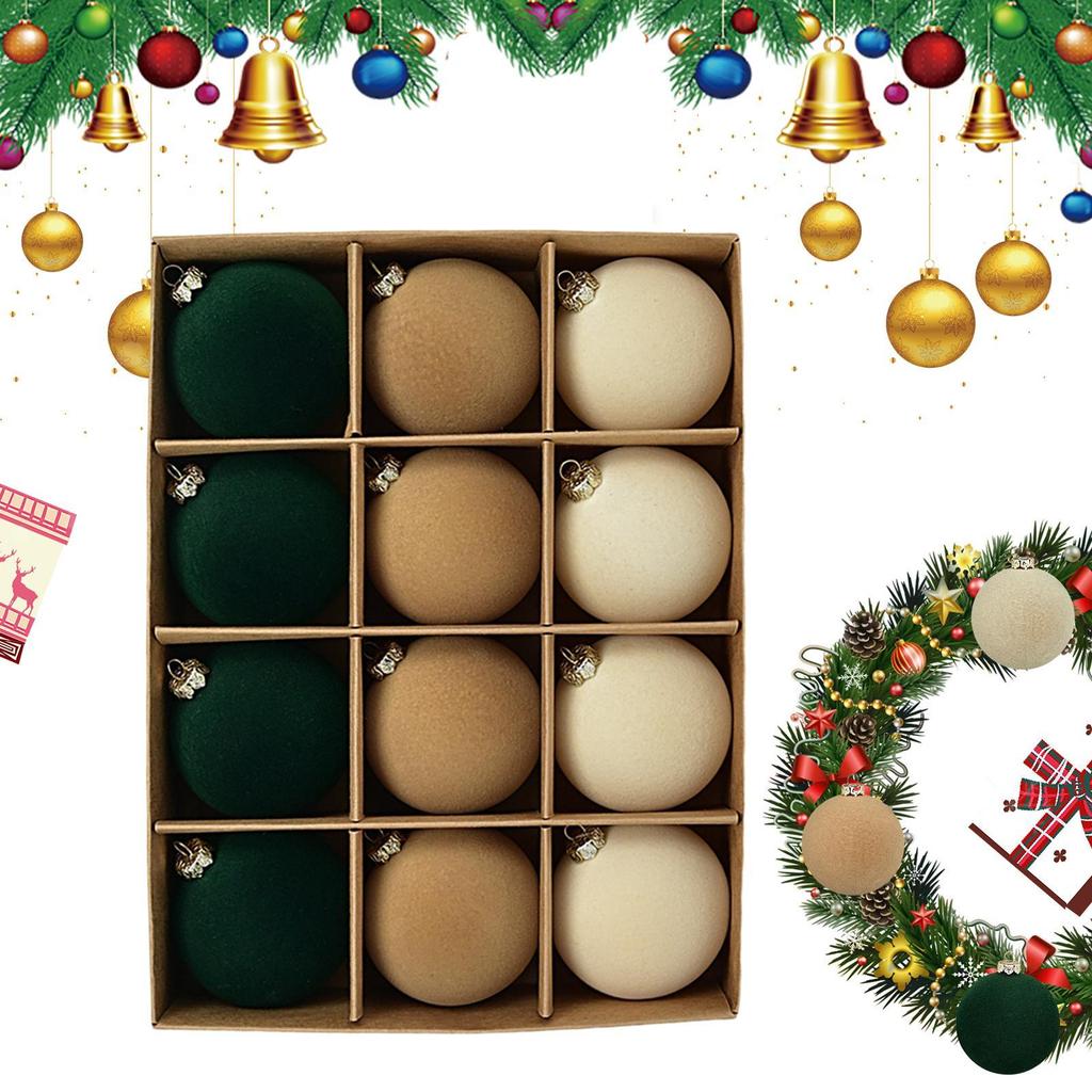 12pcs 6cm Flocked Balls Christmas Decorations Soft Christmas Tree Ball Ornaments Christmas Decorations Velvet Balls Home Decor