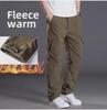 Men's Quick-Dry Multi-Pocket Loose Straight Overalls Plus Velvet Autumn/Winter Combat Pants