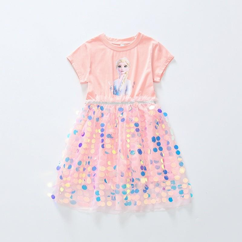 

Дитяча літня сукня з коротким рукавом та паєтками принцеси Ельзи 150cm