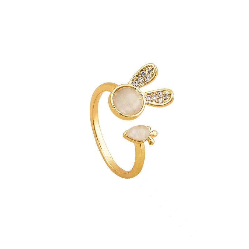 Xiaohongshu Cute Cat Eye Rabbit Ring: Women’s Niche Design, Simple, Adjustable, Internet Celebrity Style