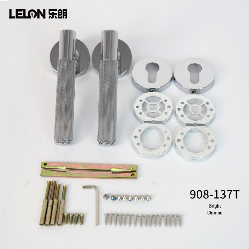 Minimalist Gold Knurled Zinc Alloy Interior Door Handle Lock