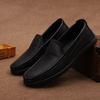 Spring and Summer New Low Cut Black Flat Heel Casual Single Shoes with Round Toe and Layered Cowhide for Business and Casual Men's Leather Shoes