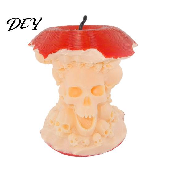 Novelty Office Desk Accessory 3D Printed Apples Skull Figurine, Spooky Skeleton Macabre Home Accents Sculpture, Halloween Gothic Desktop Decor, красный