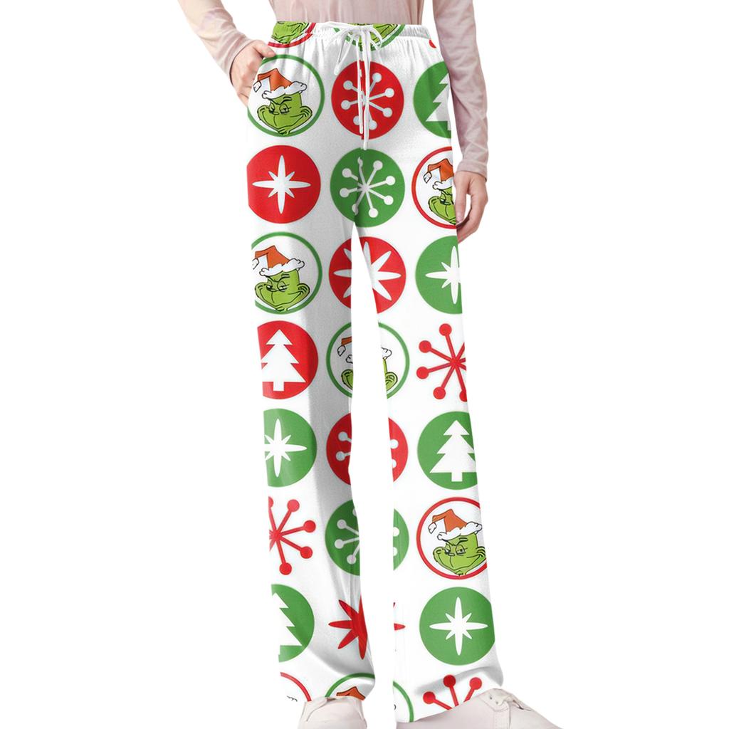 Womens Pajama Pants Sleepwear Casual Drawstring Elastic Waist Pants Comfy Straight Yoga Loose Trousers