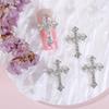 10/5pcs Punk Cross Nail Charms 3D Gold Silver Diamond Nail Art Decoration Sparkling DIY Manicure Rhinestones Jewelry for Women