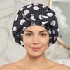 Elastic Double-layer Bath Cap Polka Dots Printed Bonnet Bowknot Shower Cap  Shower Protection