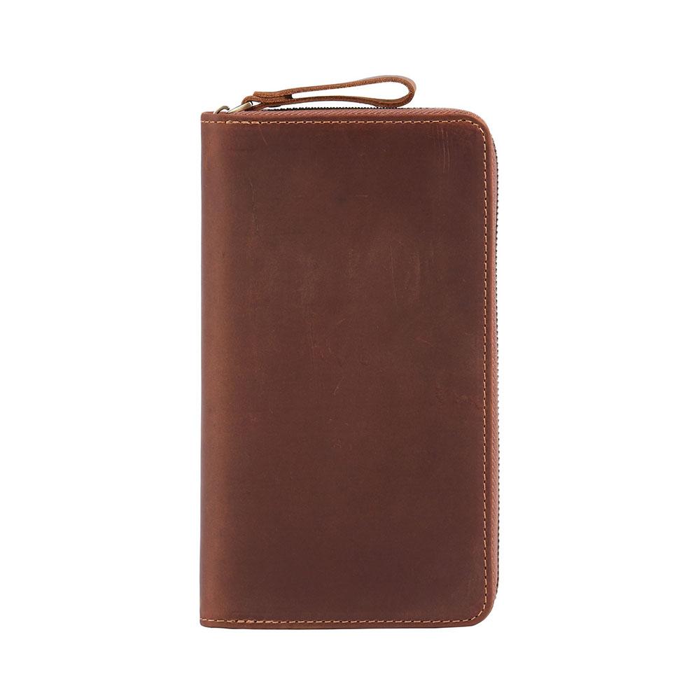 

Leather diary notebook cover for Weeks Size Planner with 3 Dividers Pen Slots, vintage notebook stationery Leather zipper bag коричневый