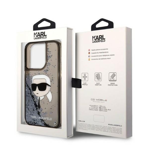 Etui Do iPhone 14 Pro Karl Lagerfeld Glitter Karl Head Czarne