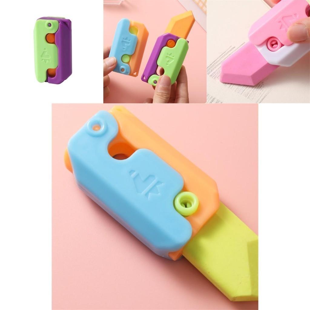 Neuer Cartoon 3D Schwerkraft Karotten Radiergummi Spielzeug für Studenten Kreative Schreibwaren zum Stressabbau Lila Hülle)