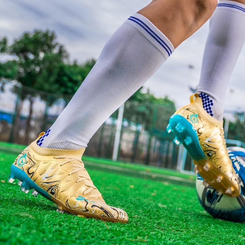 33-46 Men's High Top Elastic Sock Mouth Football Boots Outdoor Long Spikes Sports Football Boots Large Size Youth Sports Kid's Football Boots