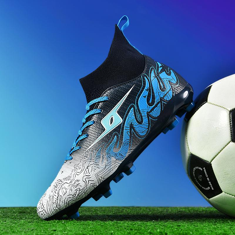 Football Boots Are Lace-up High Elastic Socks Training Artificial Grassland Outdoor Sports Training Football Shoes