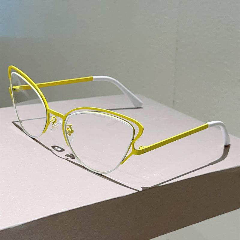 Hohlförmige Brille in Schmetterlingsform Damen Stilvolle Cat-Eye-Fassung Optische Fassung mit Blaulichtfilter Trendiges Markendesign Dekor Brille