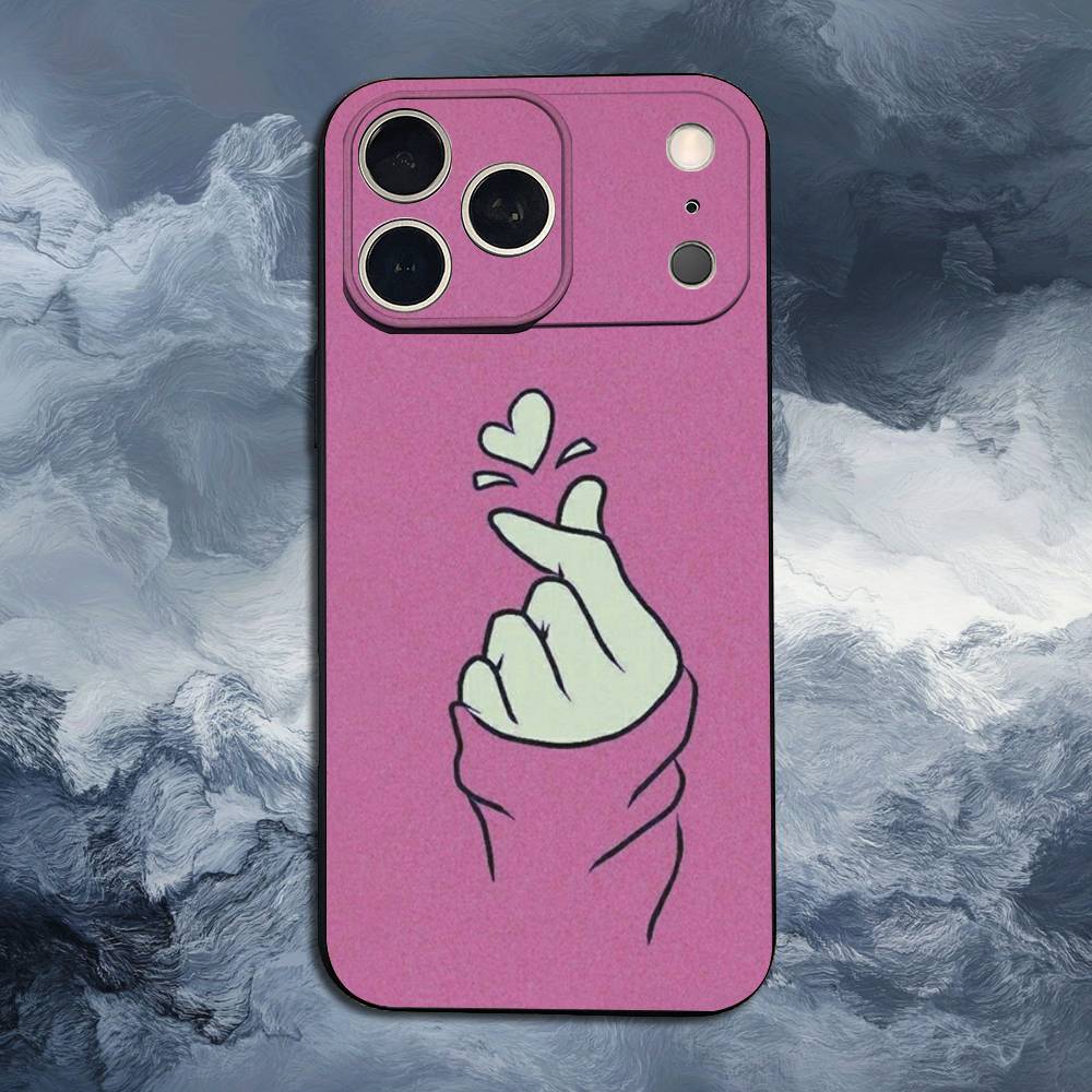 Lovely Hand Heart Case For iPhone 12,14,15,16,11,17,13,X,Mini,SE,XS,Plus,Pro,Max,8,7,XR,Soft Silicone Black