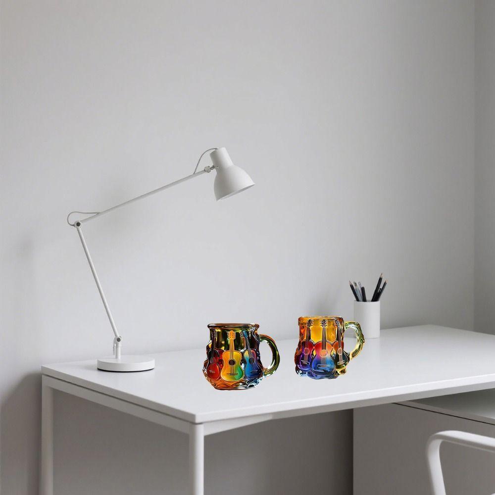 3D Painted Guitar Coffee Cup Cartoon Guitar Art Cup Drinkware Guitar Desk Ornaments Milk