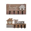 Entryway Key Hook, Wooden Wall Key Holder with 4 Place Storage and House Theme Accent for Apartment Hallway Use