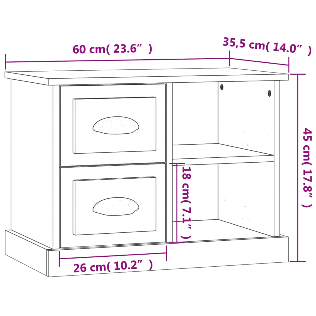 Nightstand Concrete Gray 60x35.5x45 Cm