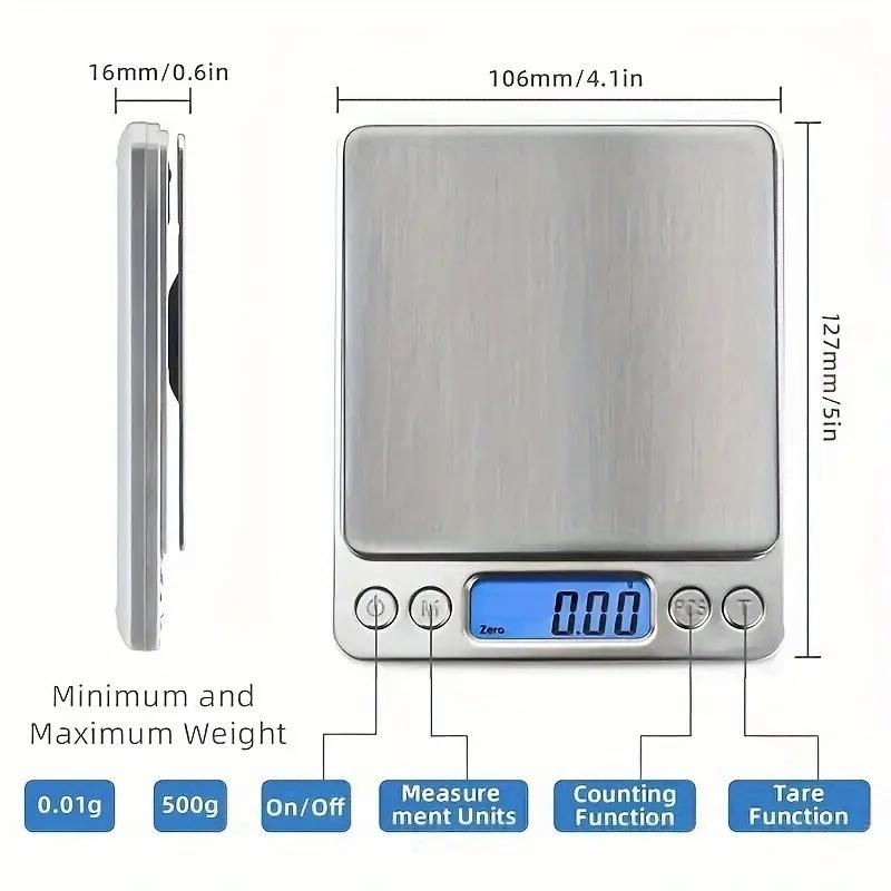 Kitchen Scale Stainless Steel Food Scale with LCD Display for Precise Weighing of Cooking Ingredients Diet