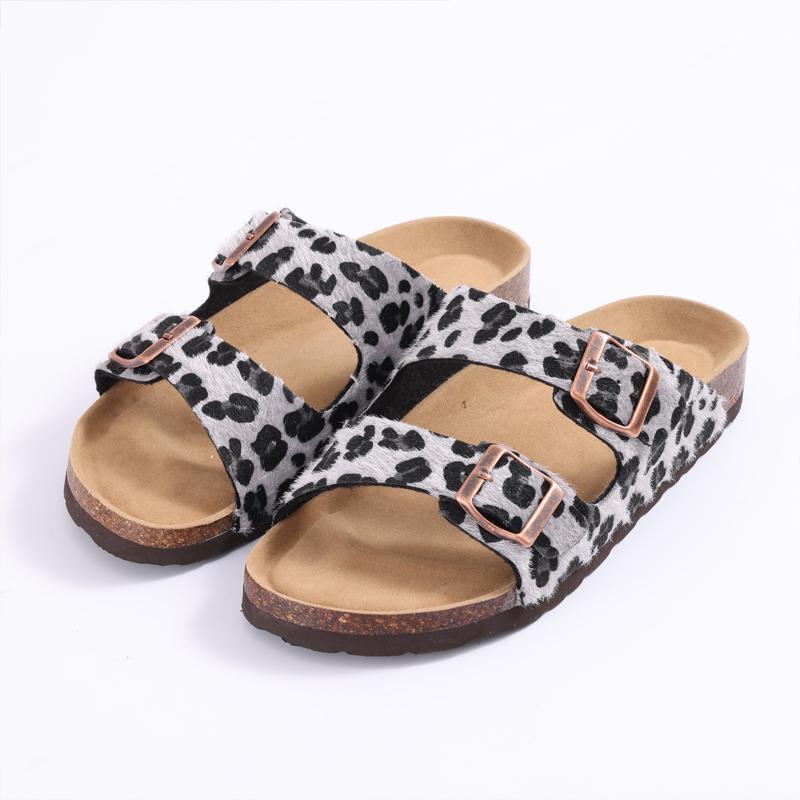 Fashion Shevalues 2025 New Women's Slippers With Arch Support Leopard Cork Slides Non-slip Casual Women's Sandals With Adjustable Buckle
