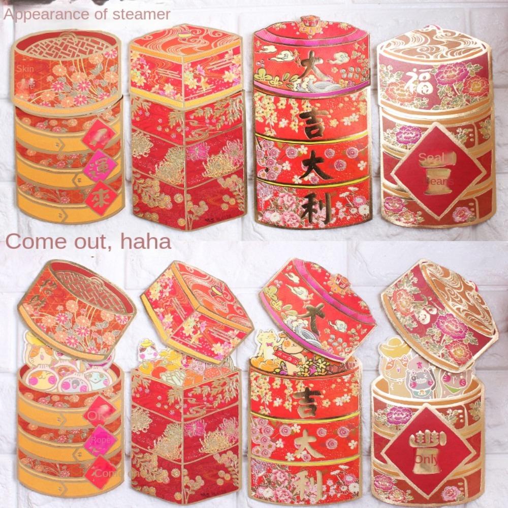 

4pcs Random Chinese Happiness And Best Wish Good Luck Ang Bao Red Envelopes Red Packets
