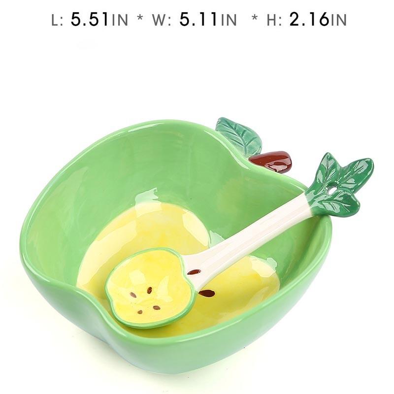 Ceramic Creative Fruit Shape  Bowl Cartoon Vegetable Tableware  Cute Bowl Serving Bowl Strawberry Bowl with Spoon