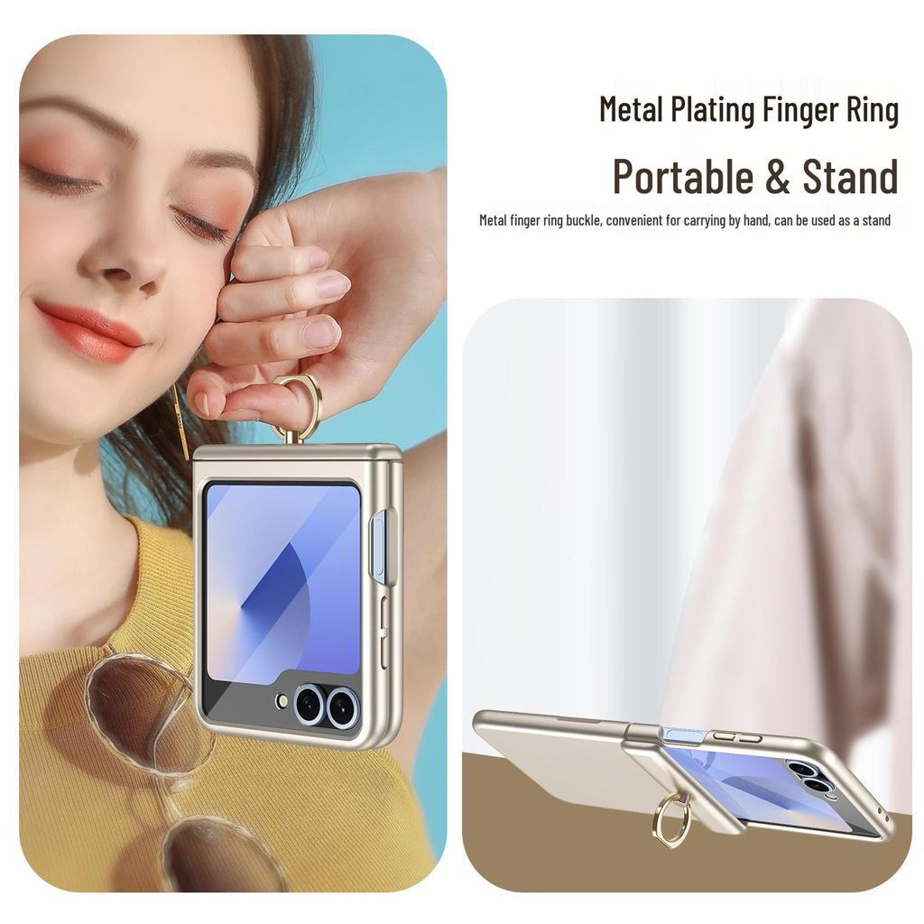 Samsung ZFlip6/5 All-Inclusive Scharnier-Schutzhülle mit Ringhalter & Folie