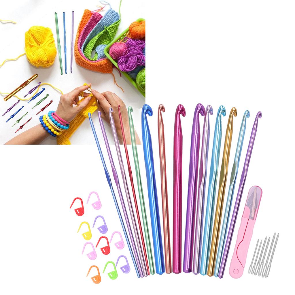 Crochet Hook Set Alumina Crochet Needle Colorful Sweat  Knitting Tools Household Supplies