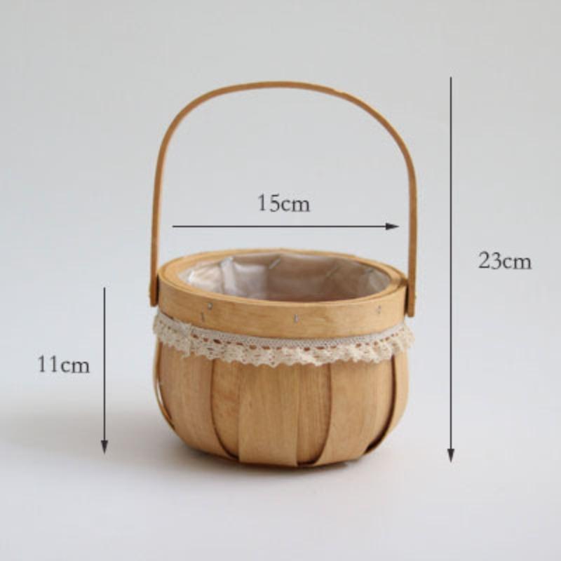 New Internet celebrity decoration portable flower basket packaging flower basket handmade rattan floral arrangement gift straw wood chips