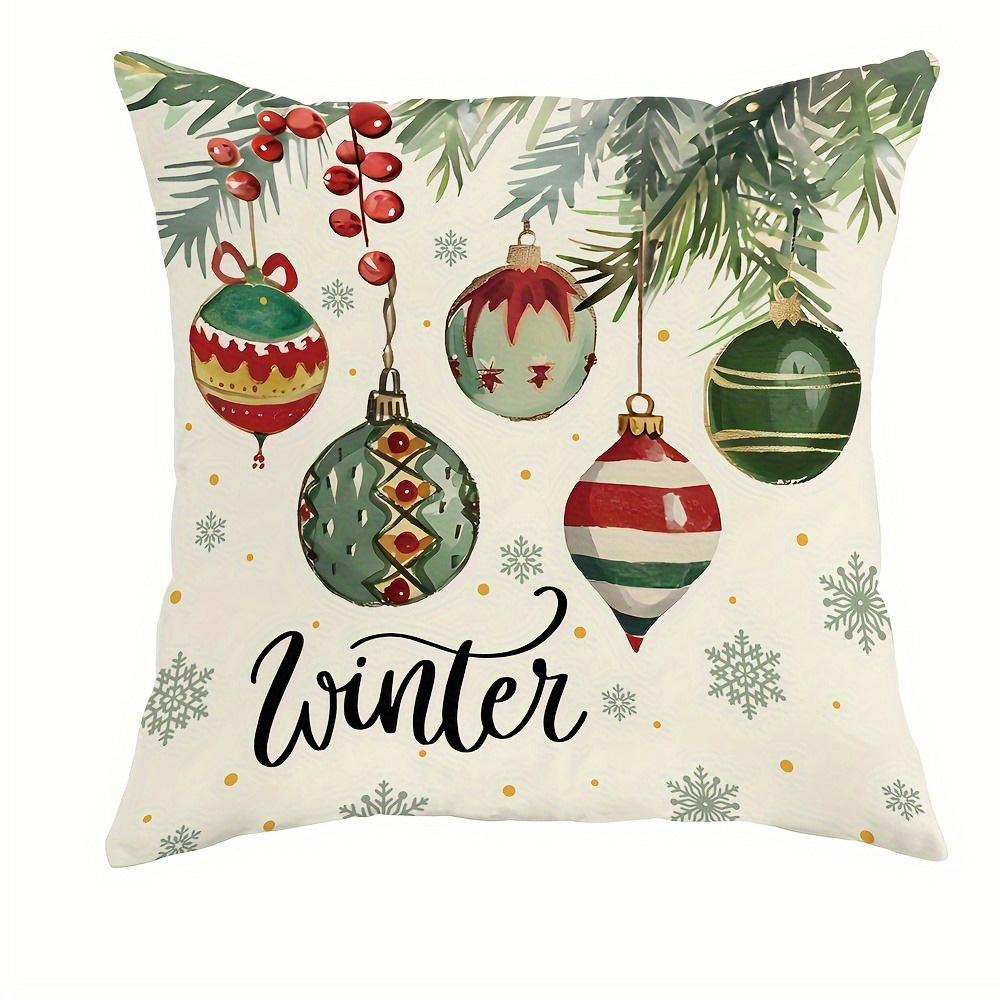 Festive Christmas Pillowcases: Tree, Wreath, Ornaments, and Vintage Truck Designs Sofa Cushion Cover New Year Home Decoration