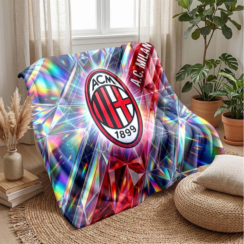AC Milan Theme Blanket Soft Flannel Blanket Plush Throw Blanket Cozy Sofa Bed Blanket for Home Decor