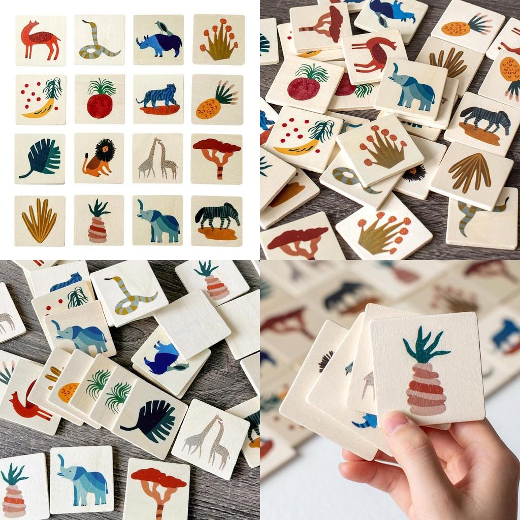 Card Wooden Animal Puzzle Toy Board Game Children Brain Teasers Logic Building