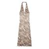 Fashion Style 2024 Amoi Women's Linen Blend Animal Pattern Print Mid Length Long Length Midi Skirt Dress 8088032