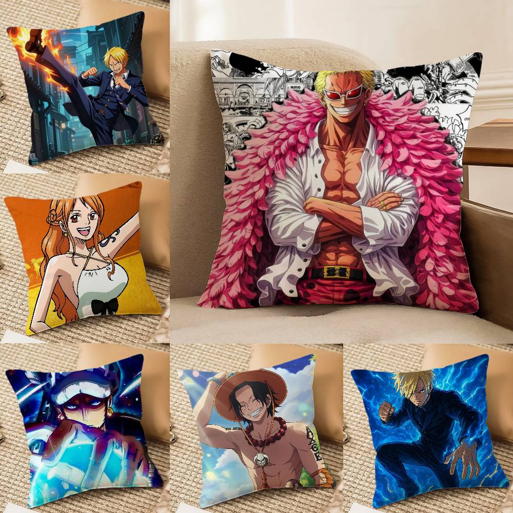 One Piece Portgas D Ace Anime Plush Pillow Cover Soft Short Plush Cushion Cover For Sofa Bedroom Home Decor Gift Decoration