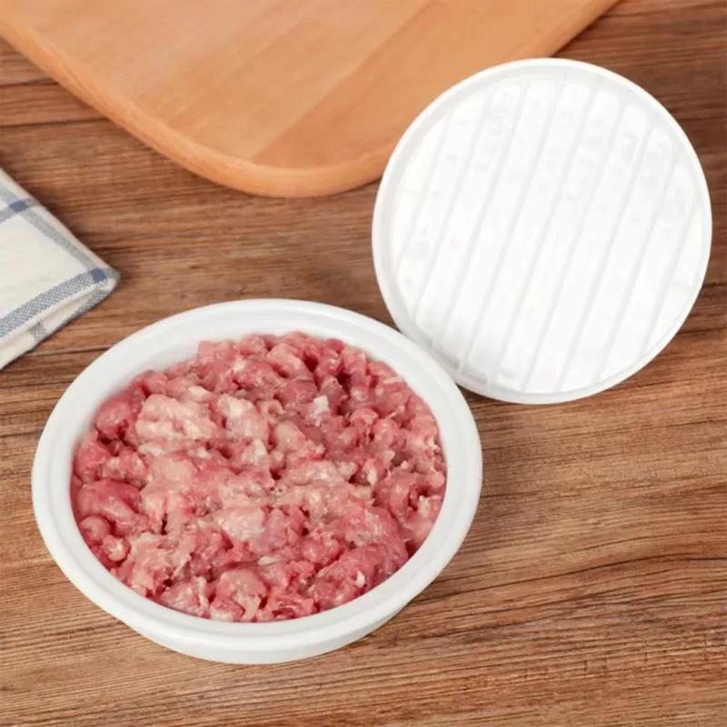 1 ensemble de presse à hamburger de forme ronde en plastique de qualité alimentaire pour hamburger, viande de bœuf, grill, presse à hamburger, moule à galettes, outil de cuisine