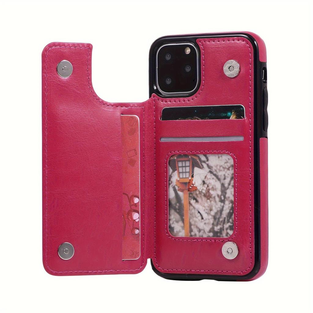 Handytasche, Brieftaschen-Handyhülle mit Kartenhalter, PU-Lederhülle mit Ständer und Kartenfächern, doppeltem Magnetverschluss und langlebiger, stoßfester Hülle für das iPhone