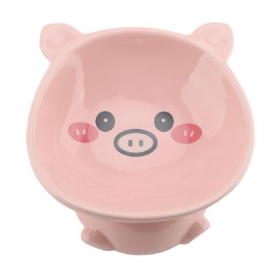 Cat Food Bowl Elevated for Dog Ceramic Cute Cartoon Animal Piggy Shape Tip Proof Home Multifunctional Decoration