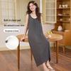 Women's Ice Silk Camisole Nightgown with Chest Pads - Cool, Simple Style Tank Top Home Dress