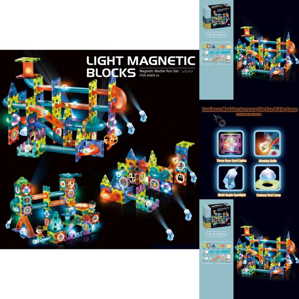 Magnetic Building Blocks Toy For Kids With Colorful Scene Track And Diy Fun