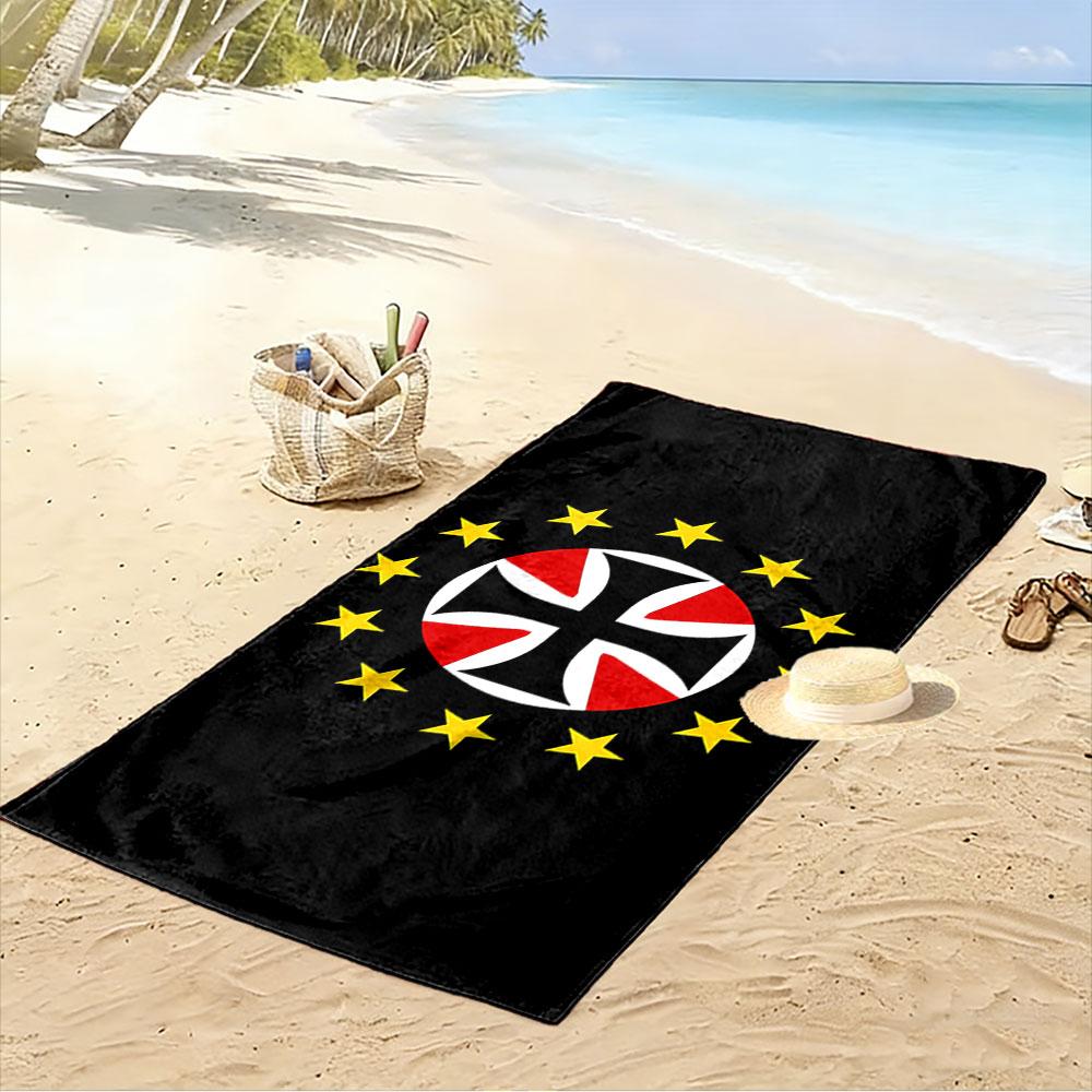 Beach Towel with Iron Cross with Star Ring Badge, Quick Dry Lightweight, Ultra Soft Absorbent, for Vacation Pool Gift