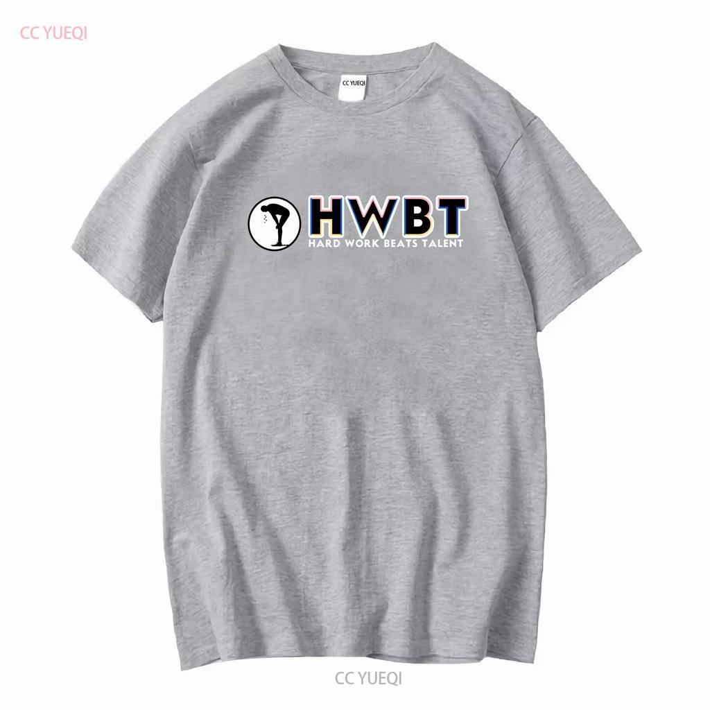 T SHIRT HWBT HARD WORK BEAT TALENT MOTIVATIONAL BLACK XL vintage Washed Casual designer clothes graphic Breathable Stylish